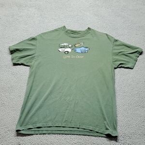 Life Is Crap Men's Green Graphic Tee - Short Sleeve Size M